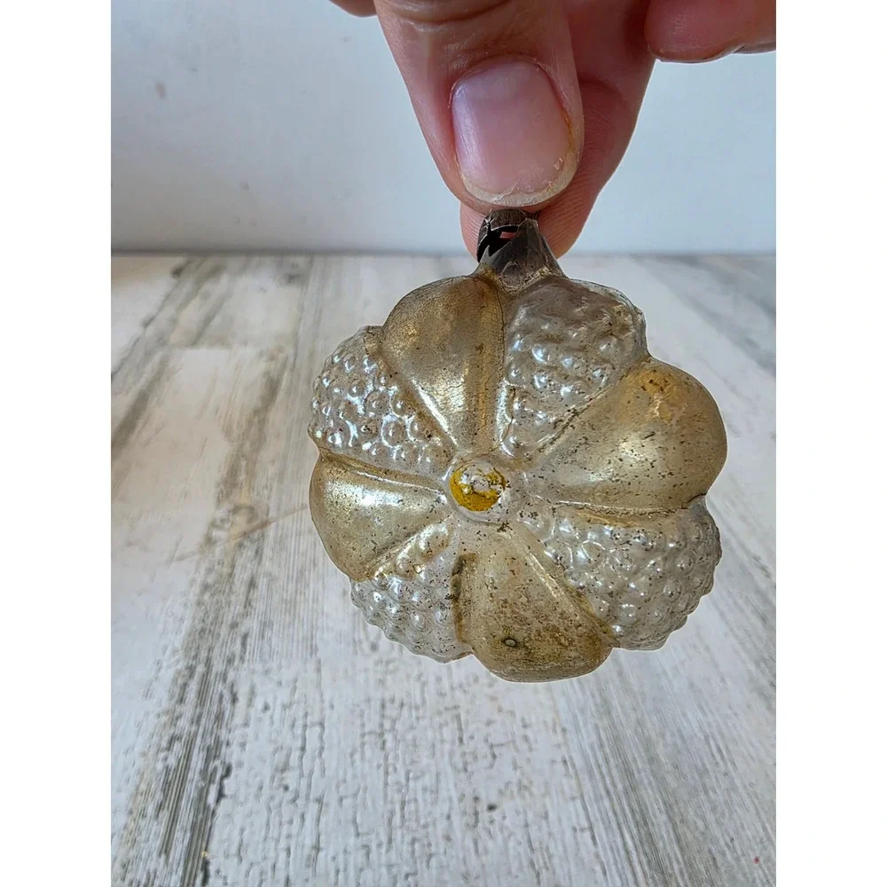 Antique AS IS Daisy mercury glass ornament Xmas tree